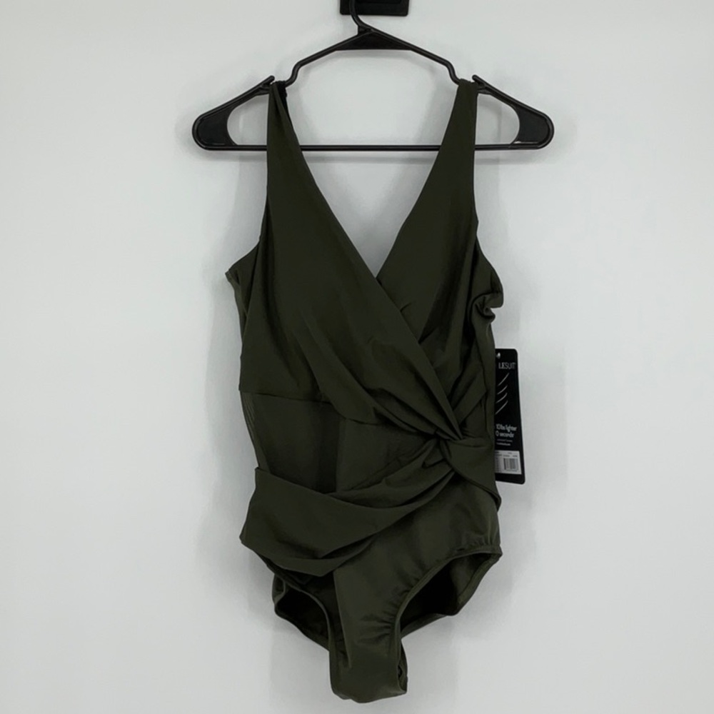 Miraclesuit Olive Green One-Piece Swimsuit with Twist Front
